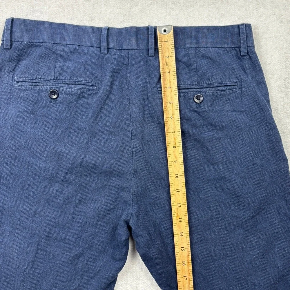 Banana Republic Aiden Mens 33x30 Navy Blue Linen Cotton Chino Pants 184661